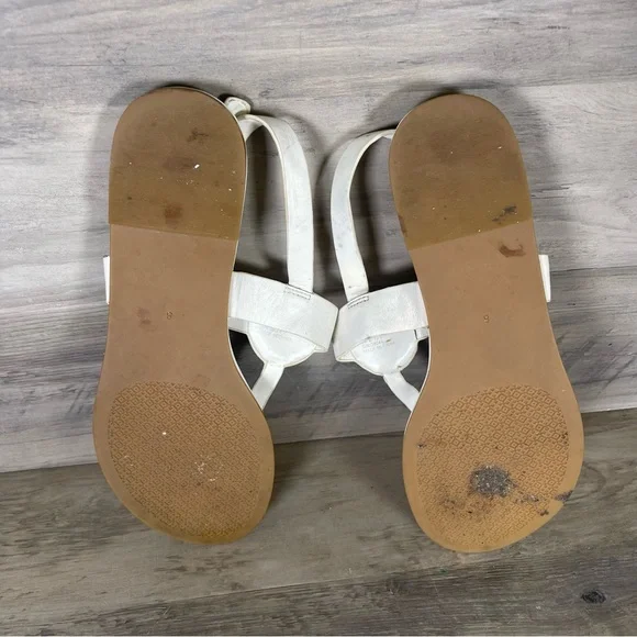 Tory Burch Womens 8 White Bryce Flat Thong Sandals Casual Logo Beach - Picture 11 of 12